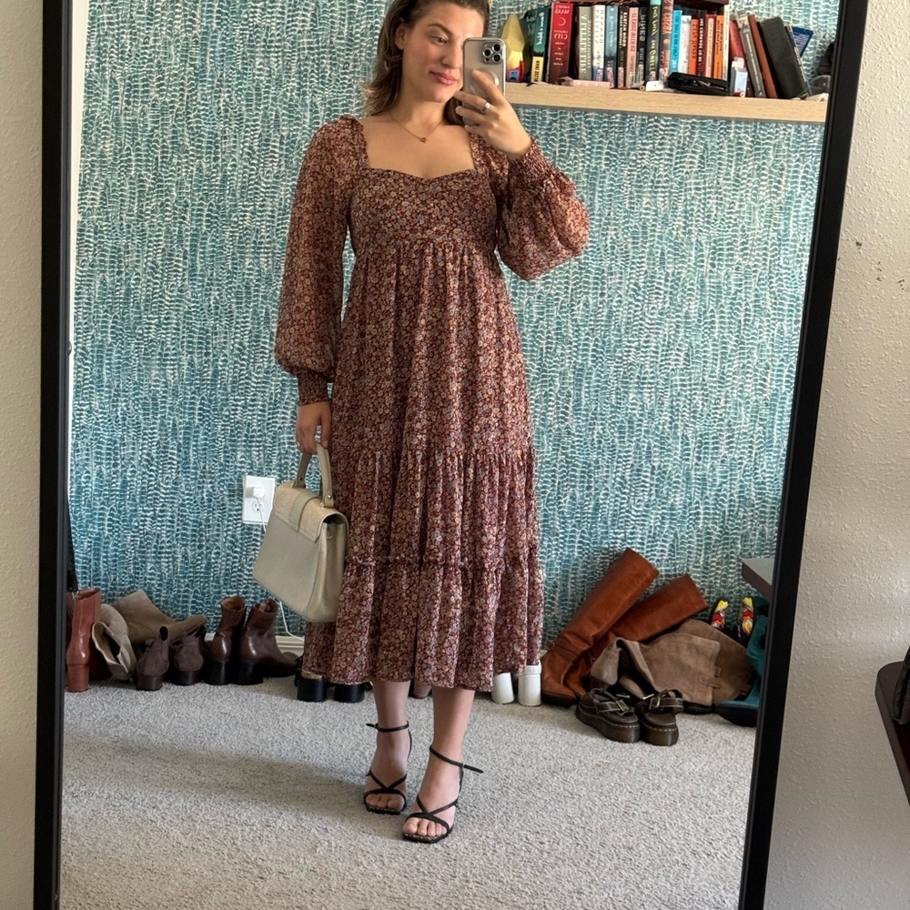 Anthropologie By the River Floral Long‎ Sleeve Maxi dress
